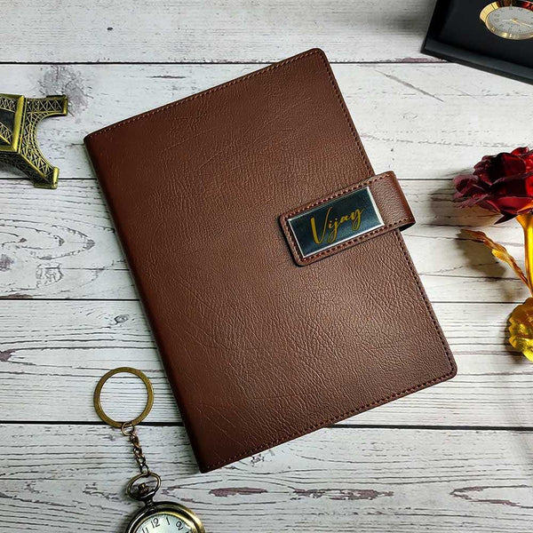 Personalised Leather Diary -Brown - Uncommongifts.in